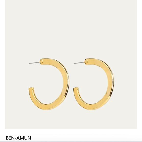 Ben-Amun Jewelry - Ben-Amun Flat Hoop Earrings Gold